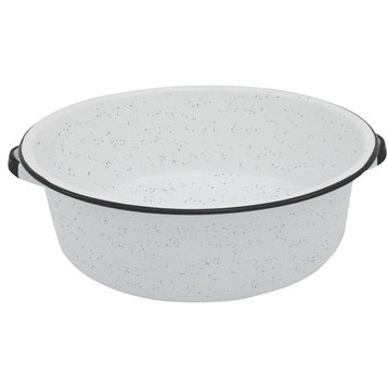 Granite Ware Dish Pan with Handle, White, 15 Quart