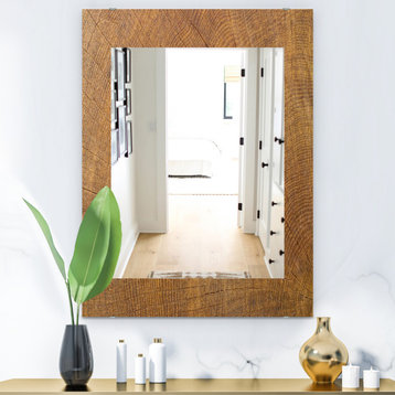 Designart Wood Ii Midcentury Frameless Wall Mirror, 28x40