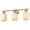 Cannes 3-Light Matte Brass Vanity Light with Opal Glass Shades