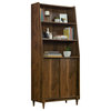 Retro Bookcase, Open Shelves & Lower Cabinet With Sliding Doors, Grand Walnut