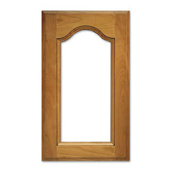 Bordeaux Glass Cabinet Door from CabinetNow.com shown in Cherry - Kitchen Cabinetry