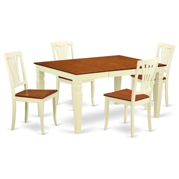 5-Piece Kitchen Table Set With a Dinning Table and 4 Wood Chairs, Buttermilk