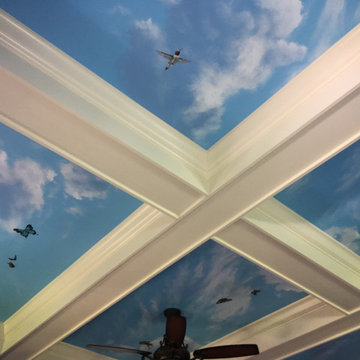 Sky Ceiling with Butterflies and Birds Mural, hand painted by Tom Taylor