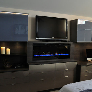Custom Bedroom Fireplace with Desk and Custom Dresser