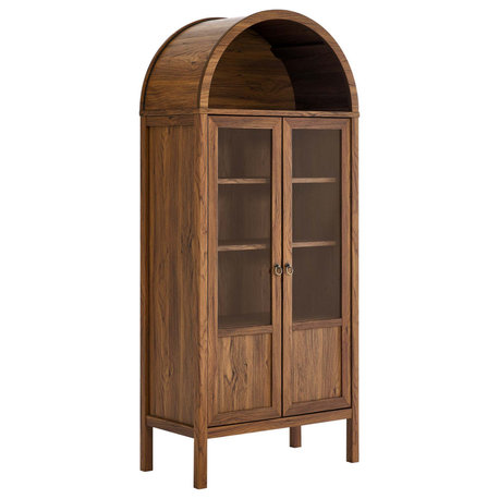Tessa Tall Arched Storage Display Cabinet, Walnut
