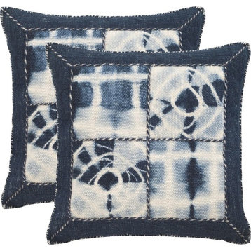 Dip-Dye Quartre Patch Pillows, Set of 2, Navy, 24"x24"