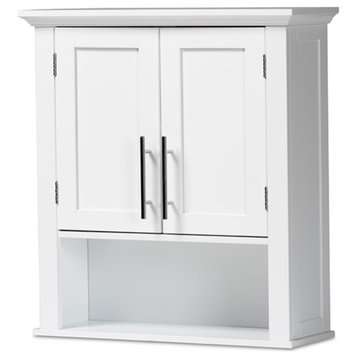 Turner White Finished Wood 2-Door Bathroom Wall Storage Cabinet