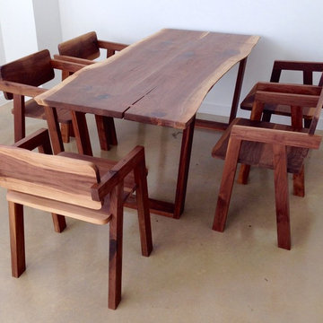Live edge walnut table and chairs
