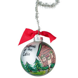 Transitional Christmas Ornaments Christmas At Cabin Glass Ornament