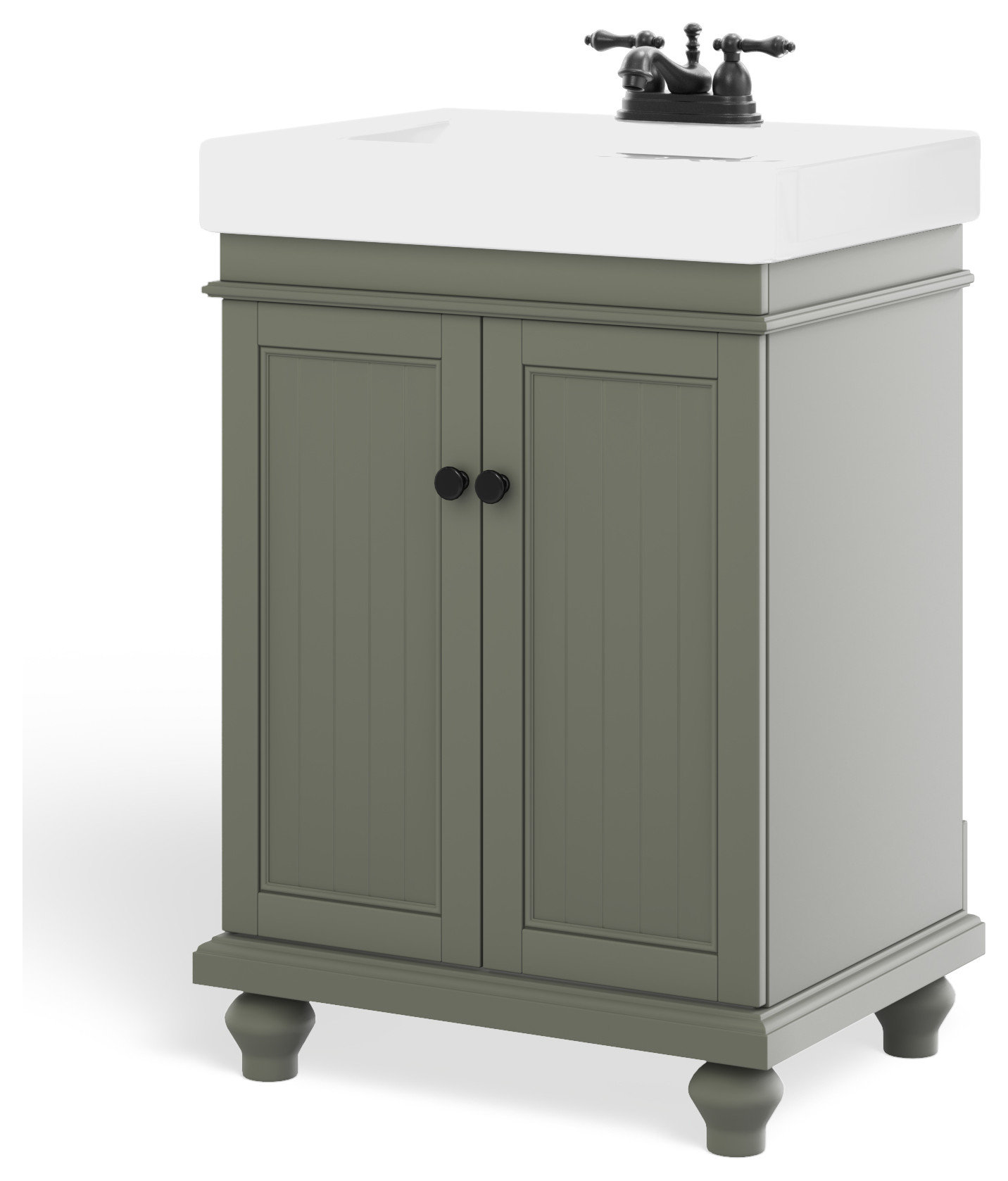 Dawson Bathroom Vanity, Single Sink, 24", Pewter Green, Freestanding