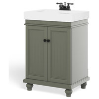 Dawson Bathroom Vanity, Single Sink, 24", Pewter Green, Freestanding