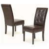 GDF Studio Addison Brown Leather Dining Chairs, Set of 2