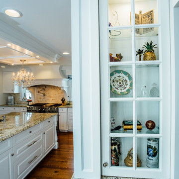 White Kitchen with Blue China Hutch