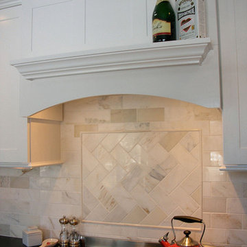 White Accent Tile Herringbone Pattern