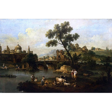 Giuseppe Zais Landscape With River and Bridge Wall Decal