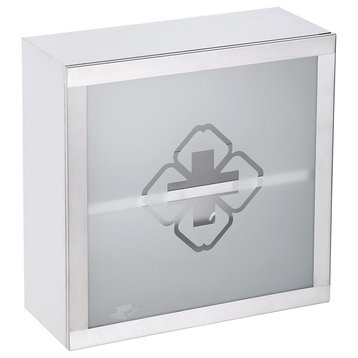 Mini Wall Mount Medicine Cabinet 11.8" Square Chest Stainless Steel Double Shelf