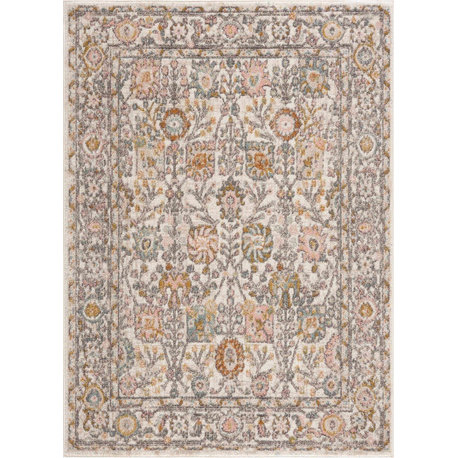 Hauteloom Herstmonceux Area Rug, Camel/Charcoal/Dusty Pink, 6'7"x9'
