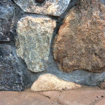 Natural Stone Sitting Wall, Lighting & Patio