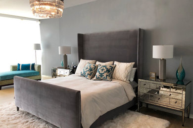 Inspiration for a mid-sized contemporary master bedroom remodel in Atlanta with gray walls