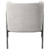 Retro Modern Gray Barrel Back Accent Chair Iron Frame Textured Fabric Scandi