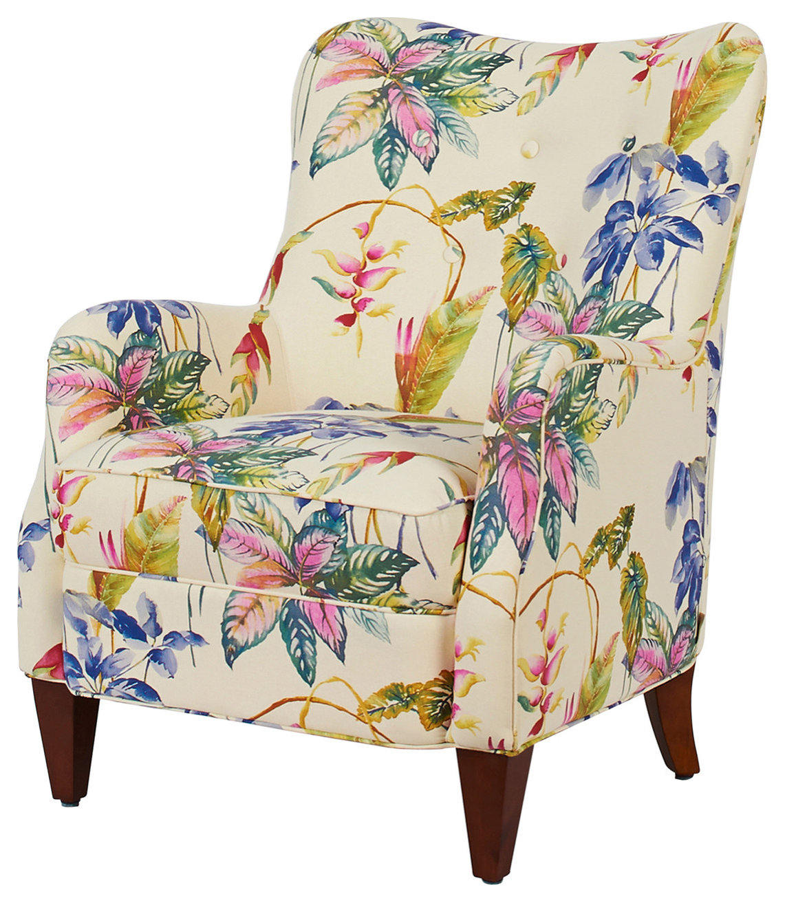 Paradise Upholstered Armchair, Tropical Floral Beige Polyester