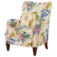 Paradise Upholstered Armchair, Tropical Floral Beige Polyester
