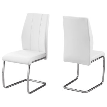 HomeRoots Two 77.5" Leather Look Chrome Metal and Foam Dining Chairs