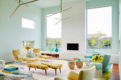 Example of a trendy living room design in New York