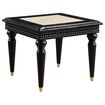 Tayden End Table WithMarble Top, Marble Top and Black Finish