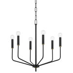 Mitzi by Hudson Valley Lighting - Bailey 6-Light Chandelier Aged Brass/Soft Black - Bailey is not your traditional candelabra, in fact, she's had quite the glow up. Svelte arms extend upwards to greet metal candlesticks and globe bulbs, all hanging gracefully from a delicate chain. Designed with you in mind, Bailey is available in six, eight, or 15-light options. Working with a long dining room table? Place two of the six-light versions at least 2.5' apart. Finish options include aged brass, polished nickel, and soft black.