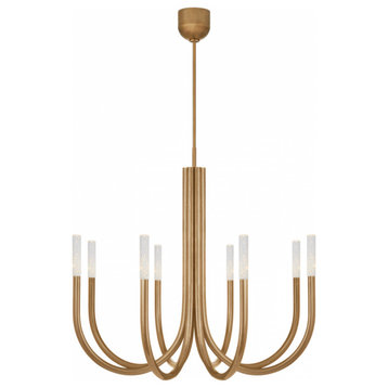 Rousseau Chandelier, 8-Light, LED, Antique Burnished Brass, 38"W