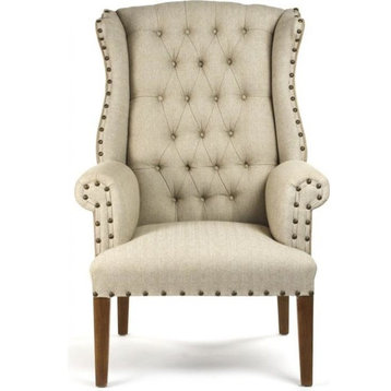 Wingback Chair WIng Chestnut Cream Hardwood Maple