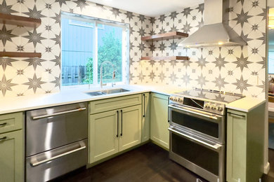 Beach style kitchen photo in Portland