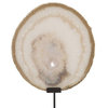25" T Artisan Sculpture Natural Agate Stone Round Crystal on Metal Stand