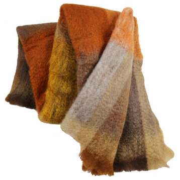 Check Persimmon and Brown Mohair Throw