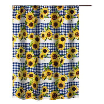 Barefoot Bungalow Sunflower Bath Shower Curtain, Gold 72x72