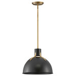 Hinkley Lighting - Argo 1-Light Mini Pendant, Satin Black - Argo is brilliantly basic in design but has all the right details to make it shine. The smooth lines of the Satin Black or Polished White dome have a vintage  industrial feel but modern updates  including LED lamping  make Argo contemporary. Heavy Lacquered Brass straps and rivets secure the dome to the cap in this clean and stylish profile.&nbsp