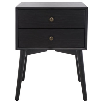 Safavieh Scully 2 Drawer Nightstand, Black/Antique Gold