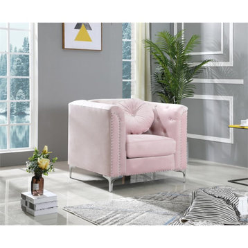 Glory Furniture Pompano Velvet Chair in Pink
