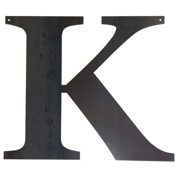 Rustic Large Letter "K", Raw Metal, 20"