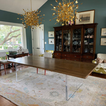 Walnut Table With Plexi Glass Base