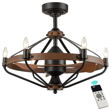 Farmhouse Chandelier Ceiling Fans With Lights and Remote 24 Inch