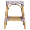 Home Square Rattan Counter Stool in White and Purple - Set of 2