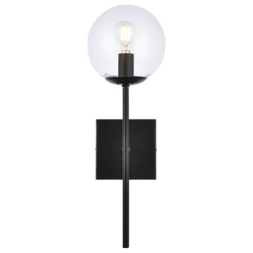 Noah 1-Light Black and Clear Glass Wall Sconce