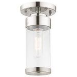 Livex Lighting - Livex Lighting 40480-05 Hillcrest - One Light Flush Mount - The one light ceiling mount from the Hillcrest colHillcrest One Light  Polished Chrome Clea *UL Approved: YES Energy Star Qualified: n/a ADA Certified: n/a  *Number of Lights: Lamp: 1-*Wattage:60w Medium Base bulb(s) *Bulb Included:No *Bulb Type:Medium Base *Finish Type:Polished Chrome