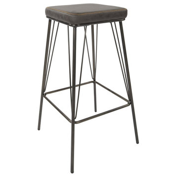 Home Square 30" Barstool in Charcoal Fabric with Steel Base - Set of 2