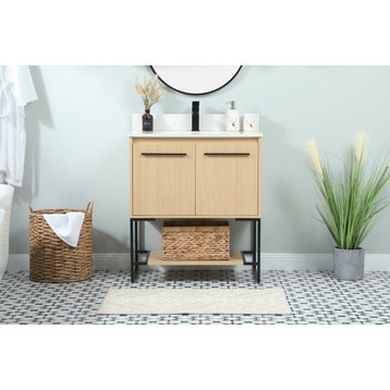Elegant VF42530MMP-BS 30"Single Bathroom Vanity, Maple With Backsplash