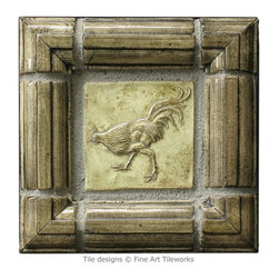 Fine Art Tileworks - 2x2 Pecking Rooster handmade tile &mdash; Fine Art Tileworks - Tile
