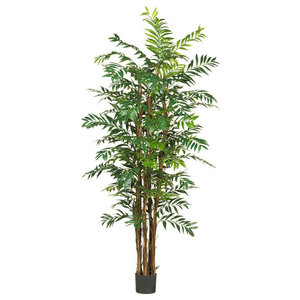 Vickerman Christmas Trees TBU0240-06 Ficus Variegated Bush Tree in Pot 4-Feet Green//White