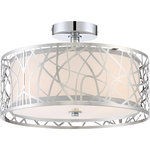 Quoizel - Quoizel Platinum Collection Abode Three Light Semi-Flush Mount PCAE1715C - Three Light Semi-Flush Mount from Platinum Collection Abode collection in Polished Chrome finish. Number of Bulbs 3.. No bulbs included. Contemporary, diverse and sharp are what makes the Platinum Collection`s Abode series a hit. The dual shades are combined to create a cohesive look with clear organza trimmed in grey under a laser cut metal shade with an intriguing, unique design. The sleek polished chrome finish completes the look. No UL Availability at this time.